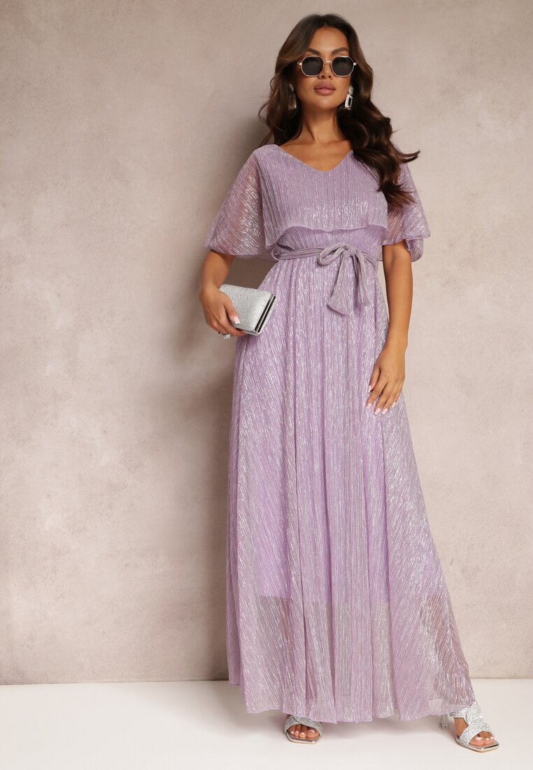 lily rose Rochie de cocktail maxi violet închis cu volan decorativ sus Cailey