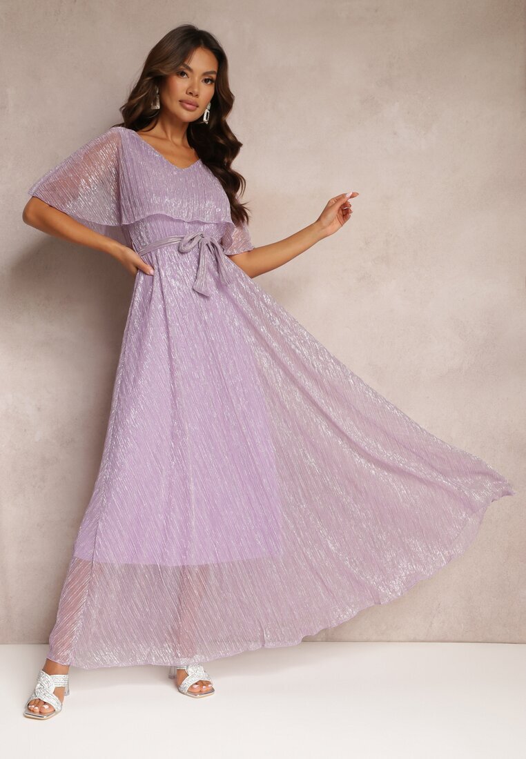 lily rose Rochie de cocktail maxi violet închis cu volan decorativ sus Cailey