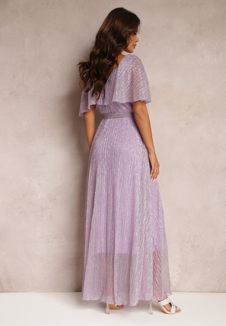 lily rose Rochie de cocktail maxi violet închis cu volan decorativ sus Cailey
