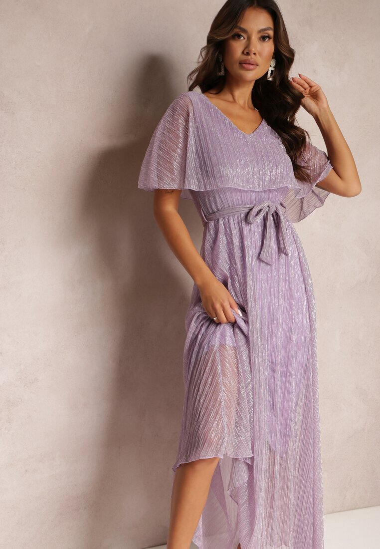 lily rose Rochie de cocktail maxi violet închis cu volan decorativ sus Cailey
