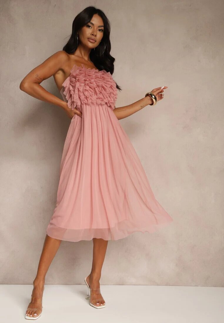 lily rose Rochie de tul Roz închis fără bretele cu volane Tremone