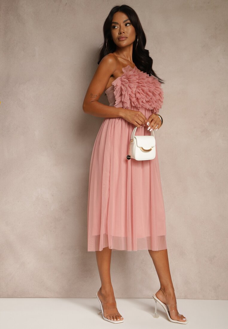 lily rose Rochie de tul Roz închis fără bretele cu volane Tremone