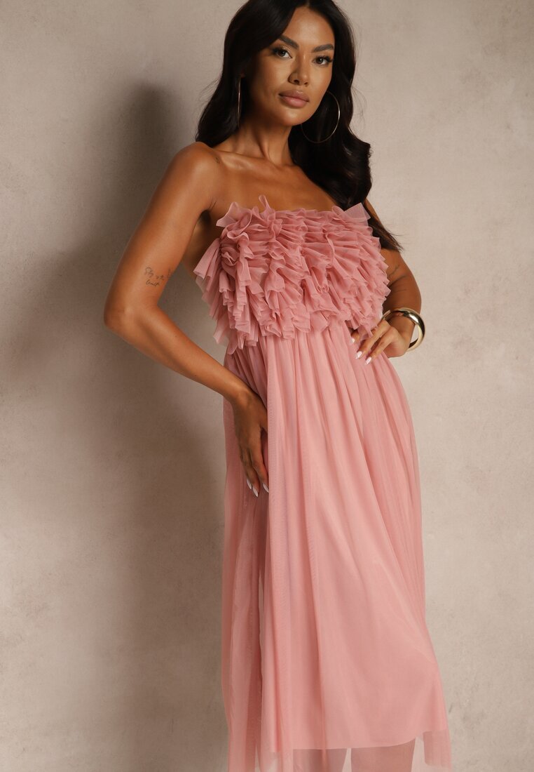 lily rose Rochie de tul Roz închis fără bretele cu volane Tremone
