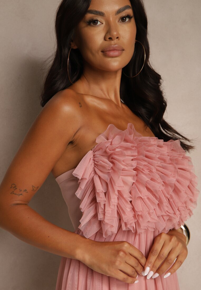 lily rose Rochie de tul Roz închis fără bretele cu volane Tremone