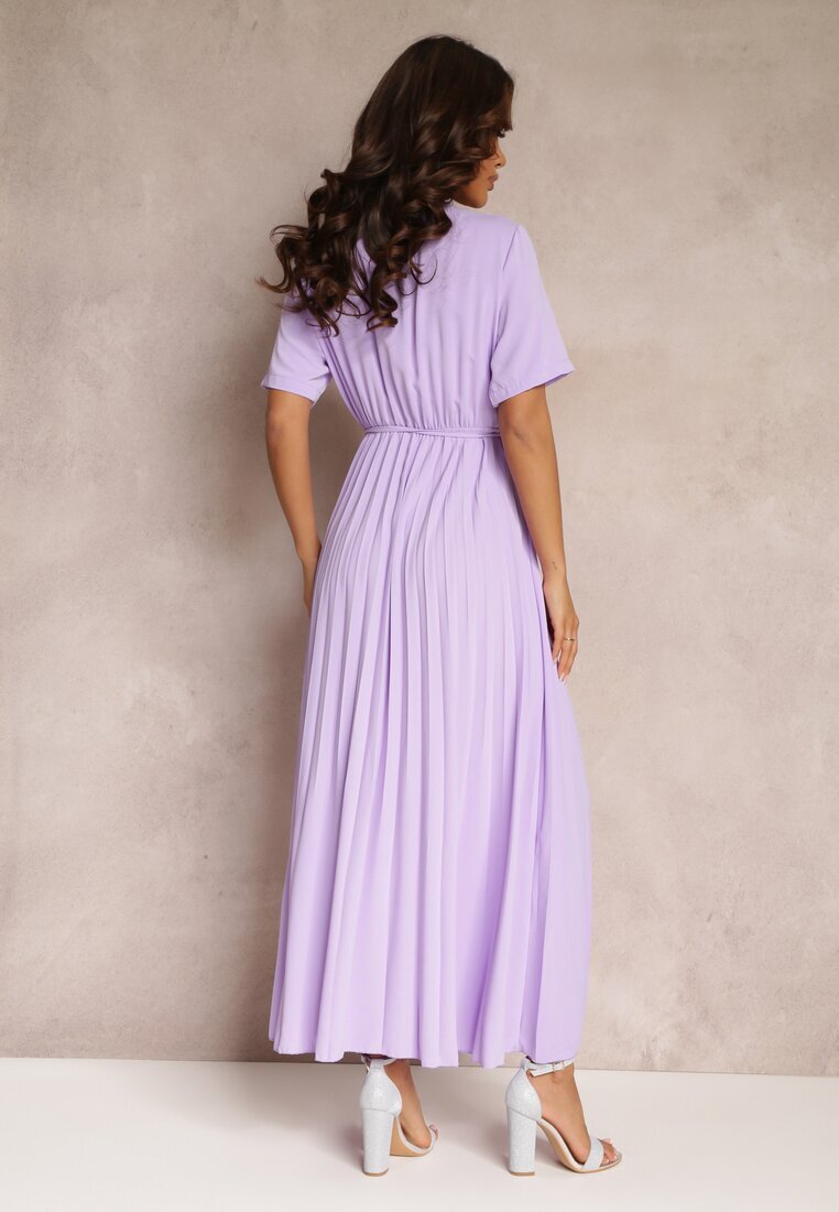lily rose Rochie Evazată Plisată Violet cu cordon legat Eilemona