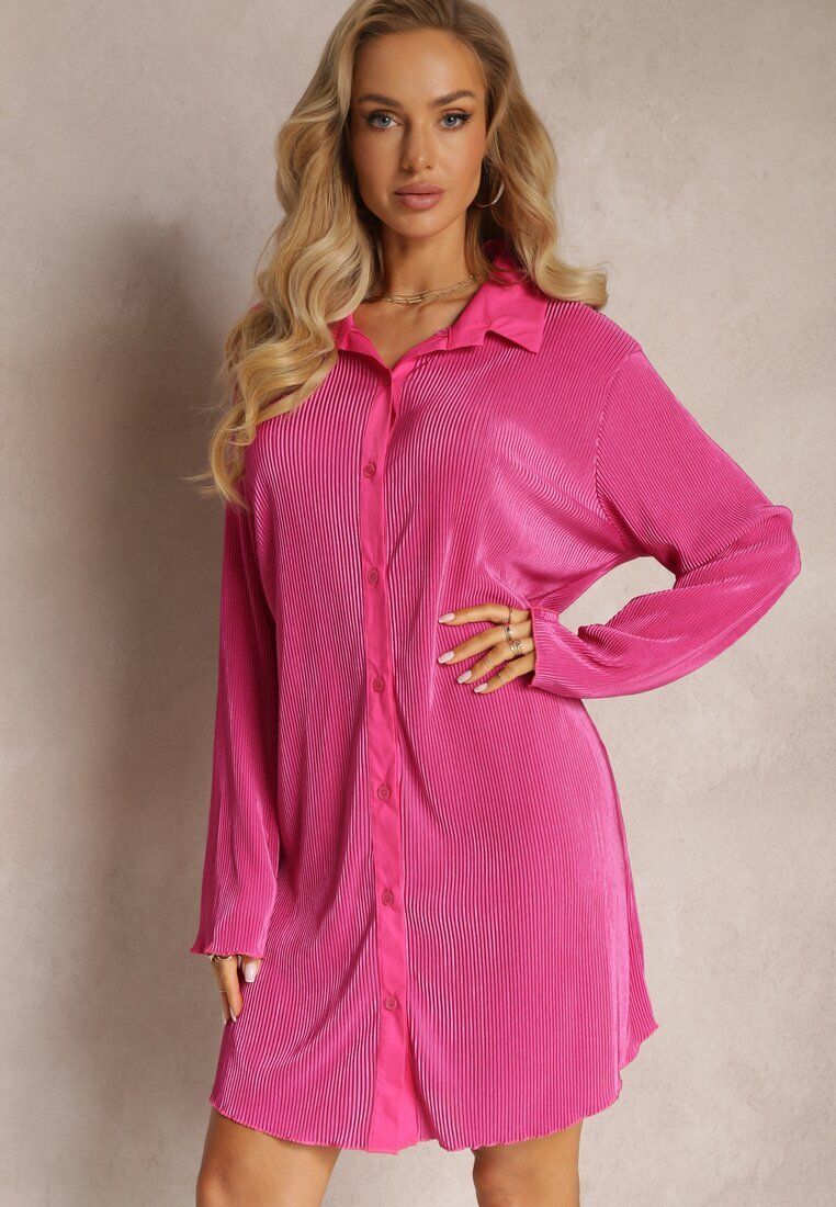 lily rose Rochie Fucsia Tip Cămașă Mini Decorată Cu Pliuri Culven