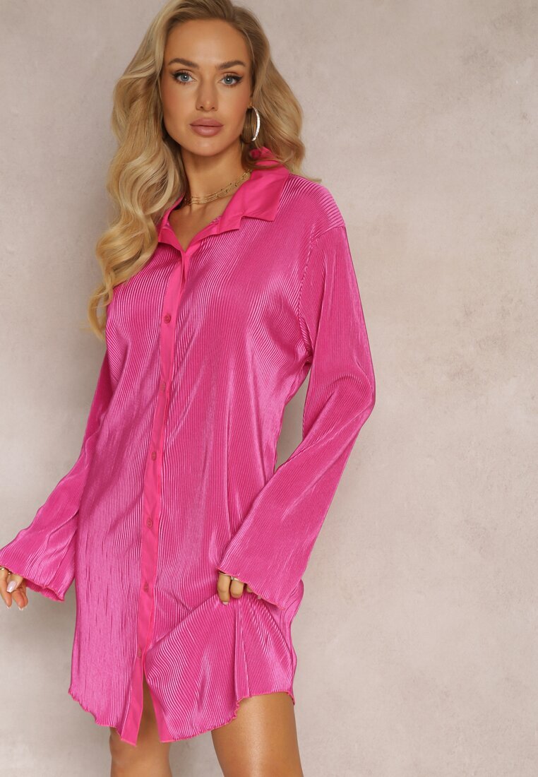 lily rose Rochie Fucsia Tip Cămașă Mini Decorată Cu Pliuri Culven