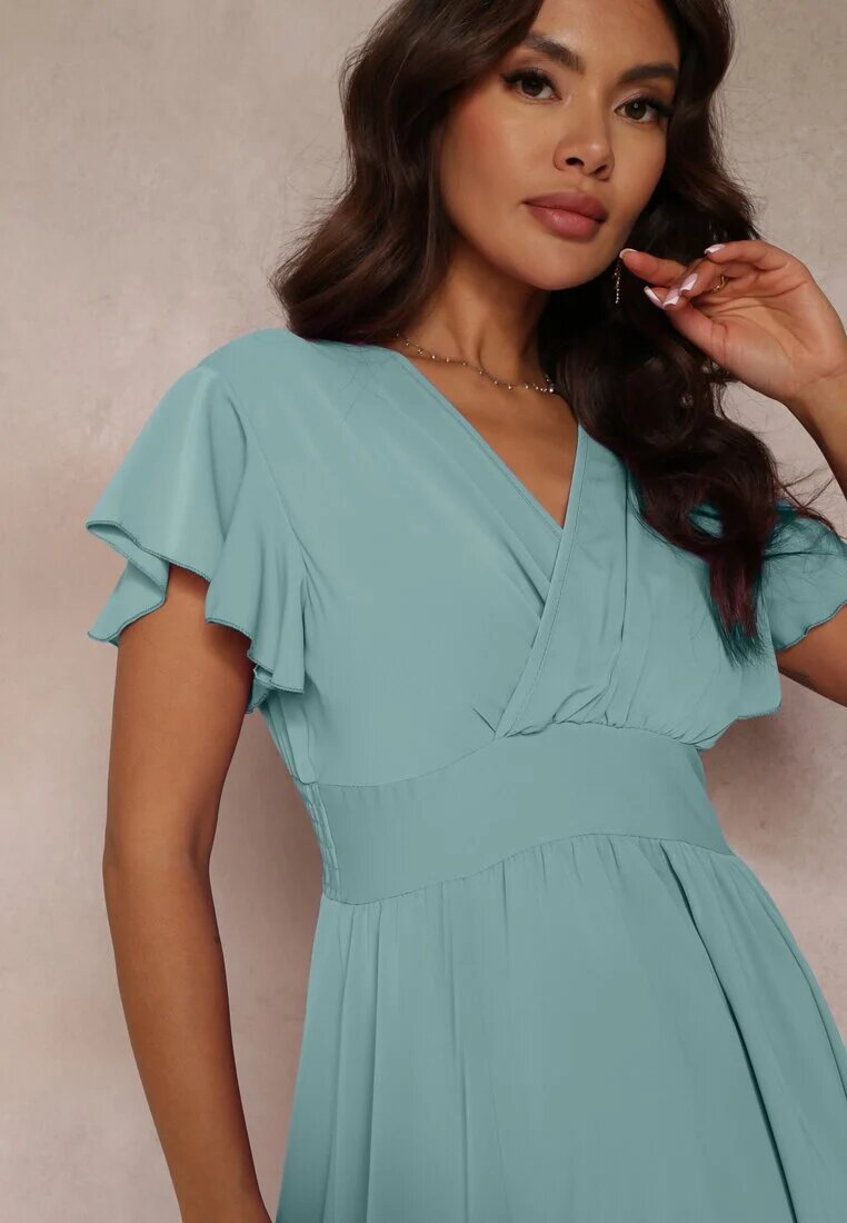 lily rose Rochie Mentă Cloș cu Fentă și Decolteu Petrecut Jozlyn