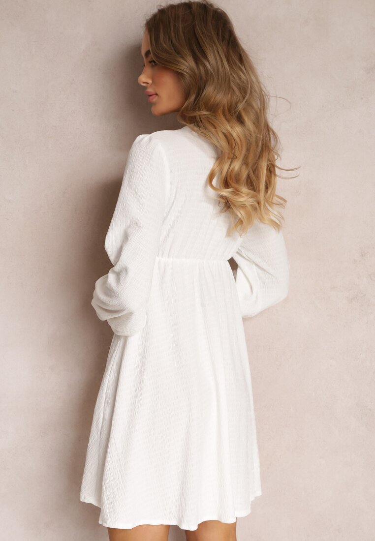 lily rose Rochie Mini Albă cu Decolteu Triunghiular și Elastic în Talie Iotria