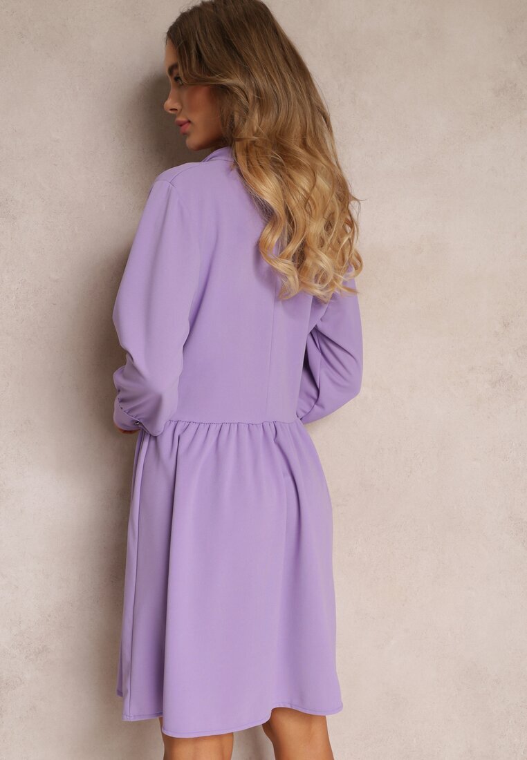 lily rose Rochie Mini Mov cu Guler și Clapete Decorative Zylana