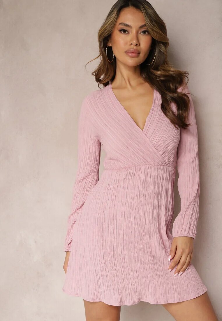 lily rose Rochie Mini Rozalie cu Pliuri Subțiri Elastic în Talie și Decolteu Petrecut Lizina