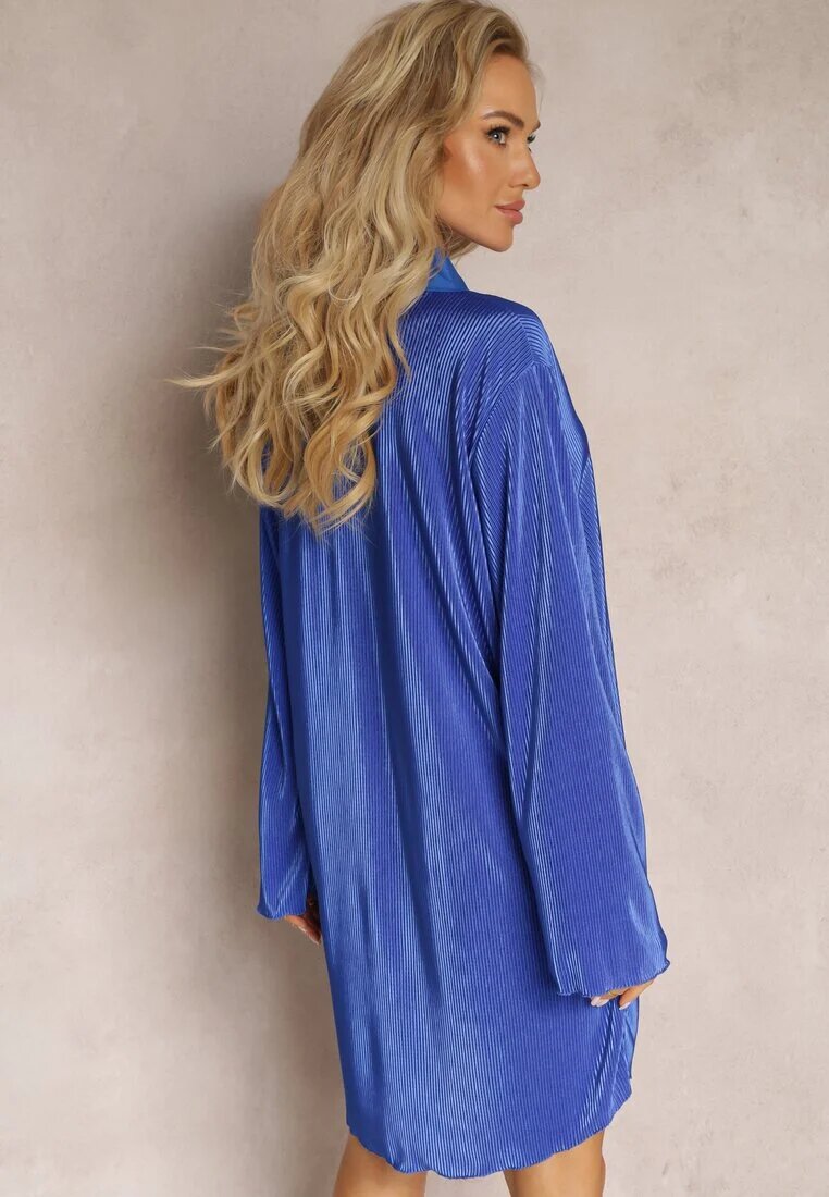lily rose Rochie mini tip cămașă bleu marin decorată cu pliuri Culven