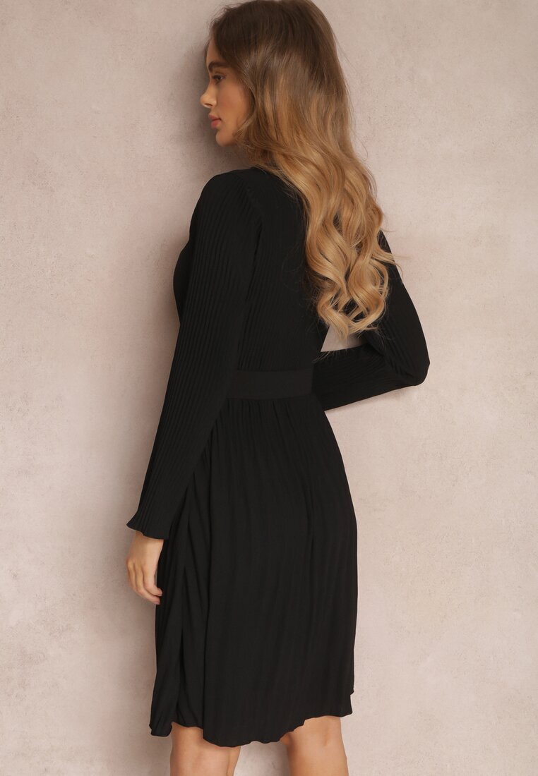 lily rose Rochie Neagră Plisată cu Centură Phile