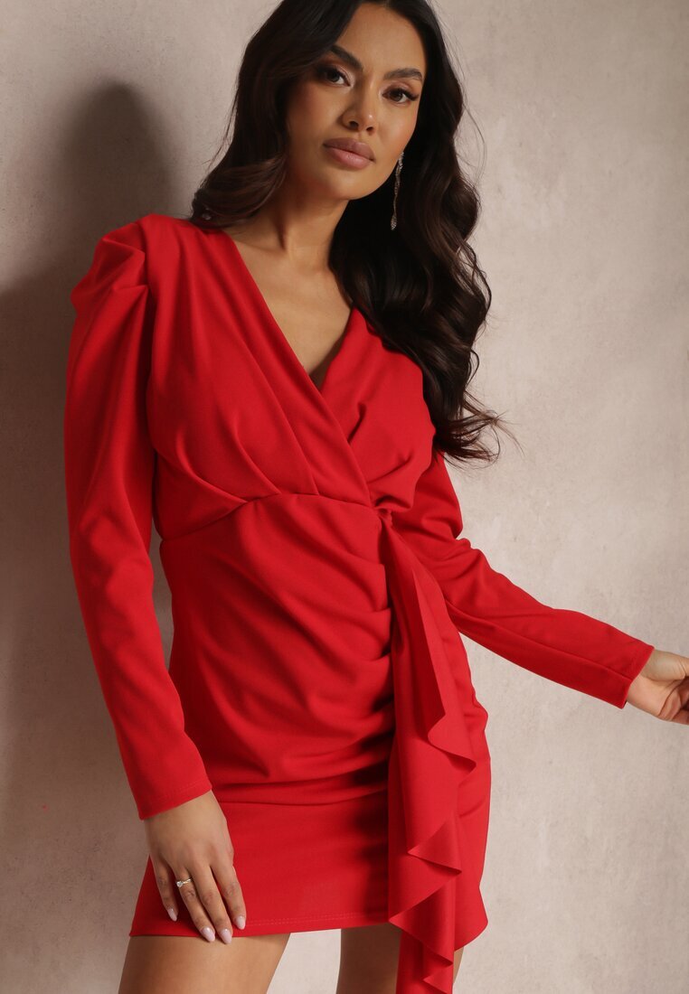 lily rose Rochie Roșie Tip plic Cu mânecă lungă Nosso