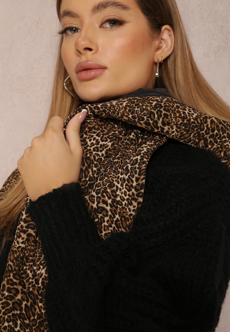 lily rose Vestă Maro deschis cu imprimeu leopard cu glugă Matlasată Angane