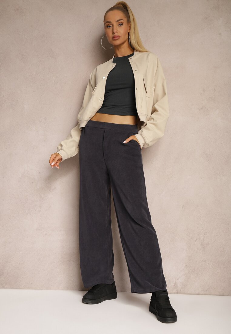 little supermodel Pantaloni largi bleumarin decorați cu imitație de buzunare Tassae