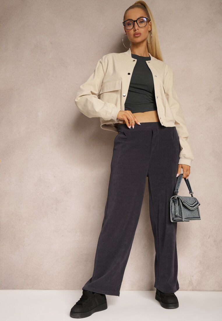 little supermodel Pantaloni largi bleumarin decorați cu imitație de buzunare Tassae
