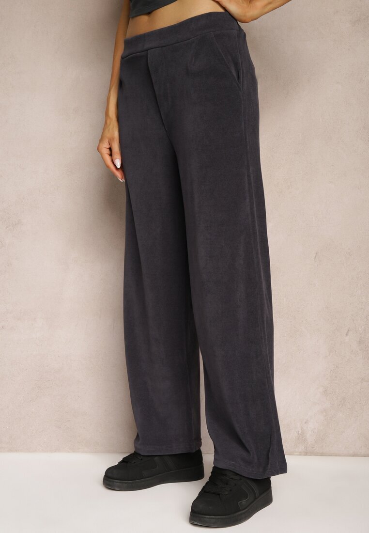 little supermodel Pantaloni largi bleumarin decorați cu imitație de buzunare Tassae