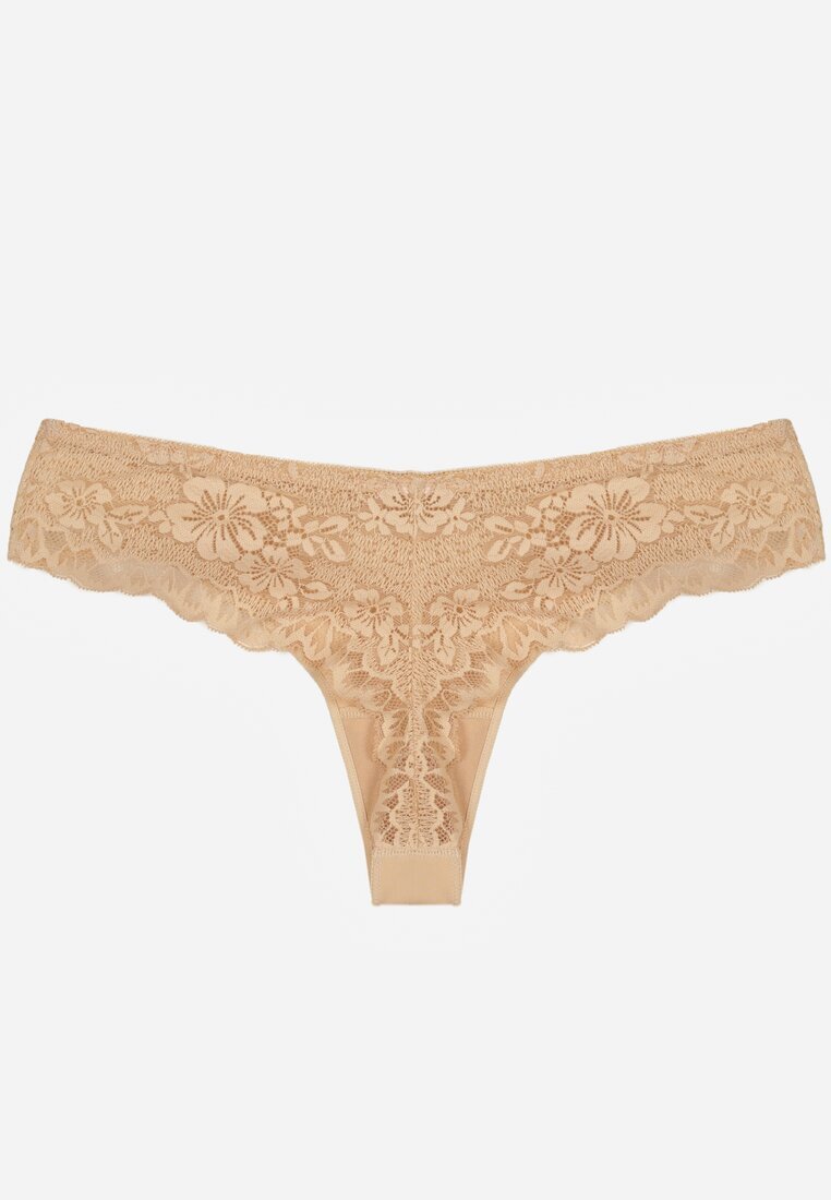 love magnolia Chiloți String Bej Decorate Cu Dantelă Phisoris