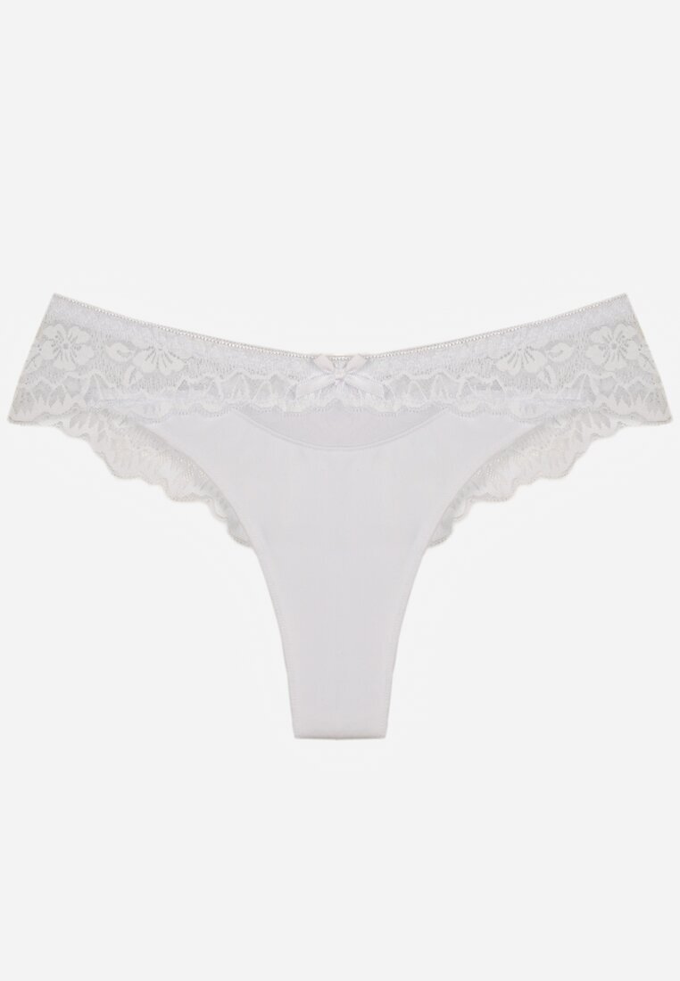 love magnolia Chiloți tanga albi decorați cu dantelă Phisoris