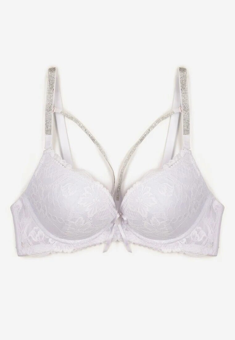 love magnolia Sutien alb dantelat ornat cu fundă Falzedia