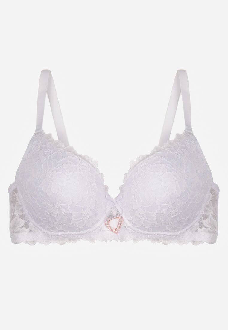 love magnolia Sutien Alb de Dantelă Decorat cu inima Bothilei din zirconiu