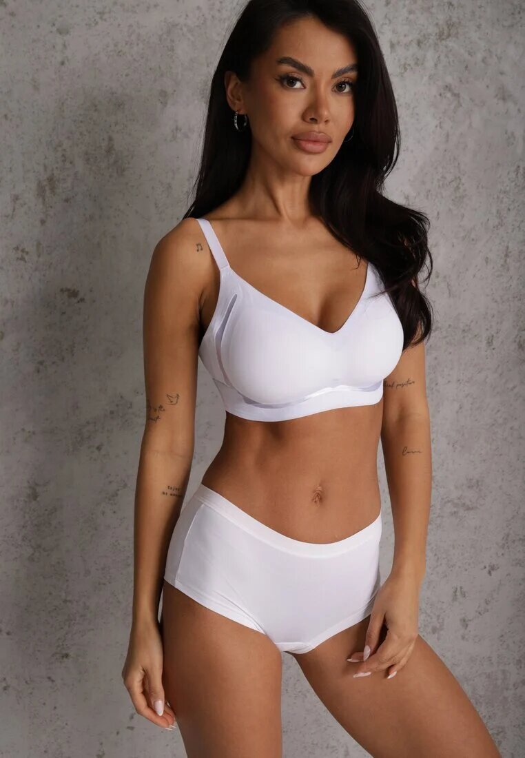 love magnolia Sutien Alb Decorat cu inserții transparente și cu întărire Seanael
