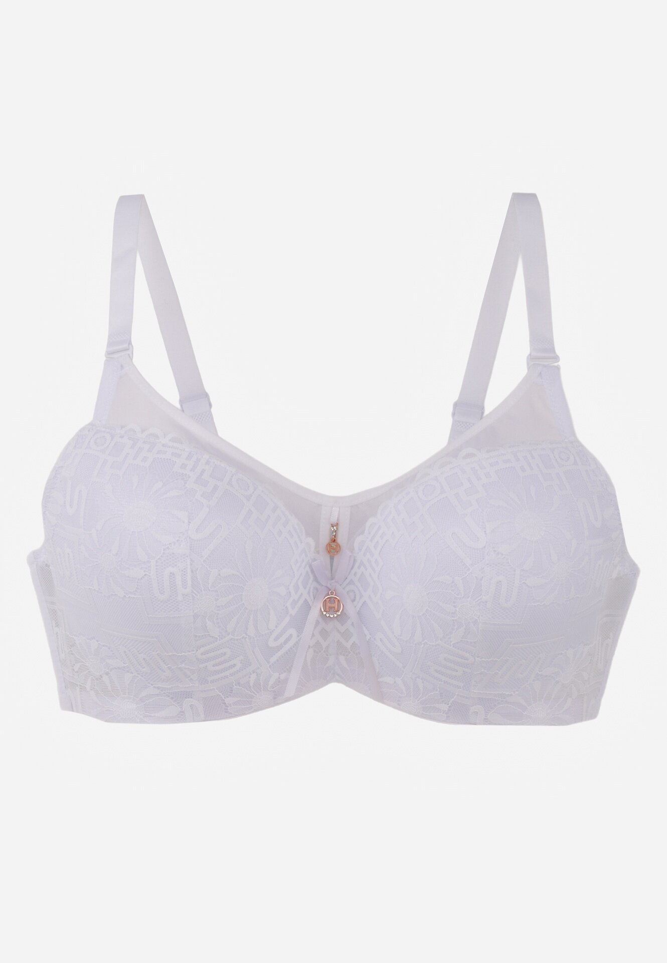 love magnolia Sutien Alb din dantelă cu aplicație metalică Dorzedi