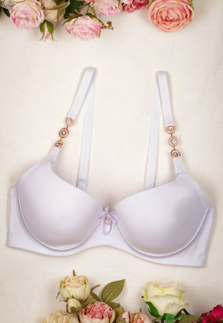love magnolia Sutien Alb Full Cup cu Ornamente Metalice Fivie