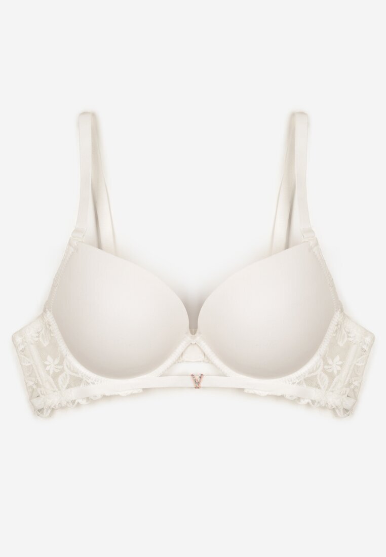 love magnolia Sutien Alb Push-up cu Dantelă și Decupaj în față Sariaris