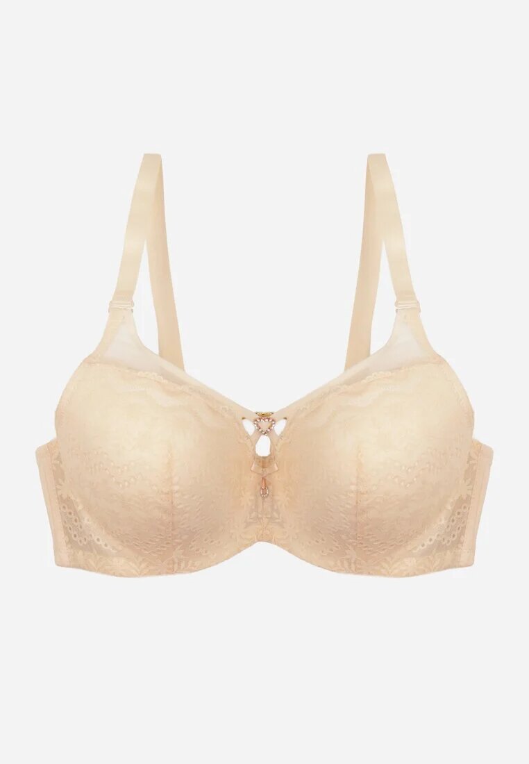 love magnolia Sutien Bej deschis din Dantelă cu Inimă din Zirconiu Adrievianna