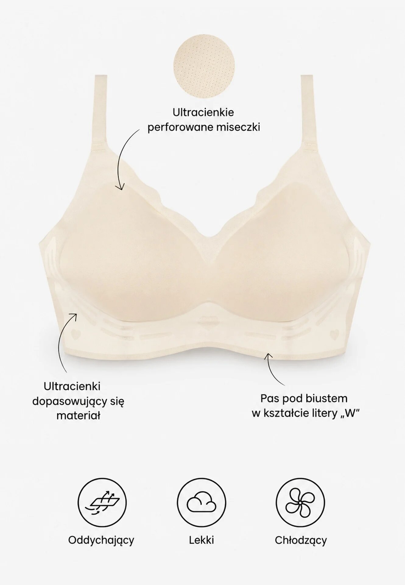love magnolia Sutien Bej deschis Fără cusături Căptușit Fără armătură Zeritha