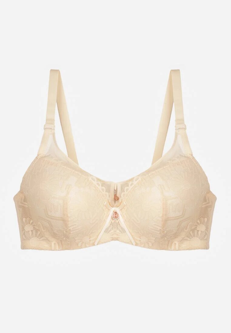 love magnolia Sutien bej din dantelă decorat cu inserție transparentă Acalinai