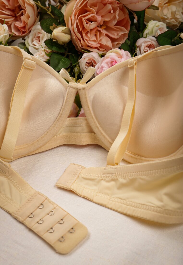 love magnolia Sutien bej Push-Up decorat cu decupaje laterale Biathy