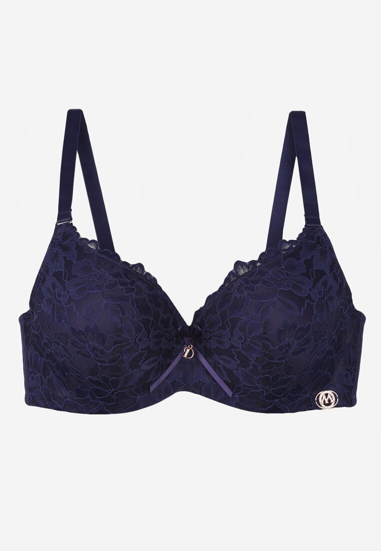love magnolia Sutien Bleumarin Decorat cu Dantelă și Fundă Aqiany
