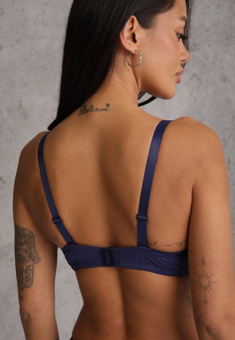 love magnolia Sutien Bleumarin din Dantelă cu Aplicație Metalică Dorzedi