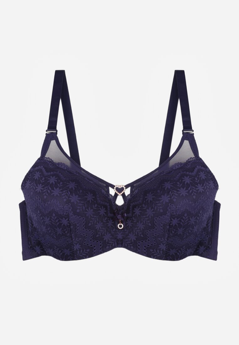 love magnolia Sutien bleumarin din dantelă cu inimă de zirconiu Adrievianna