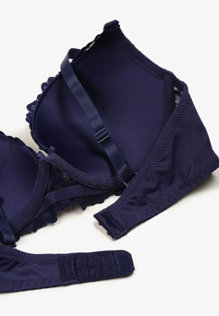 love magnolia Sutien Bleumarin din Dantelă cu Inimă din Zirconiu și Dantelă Nelanisea