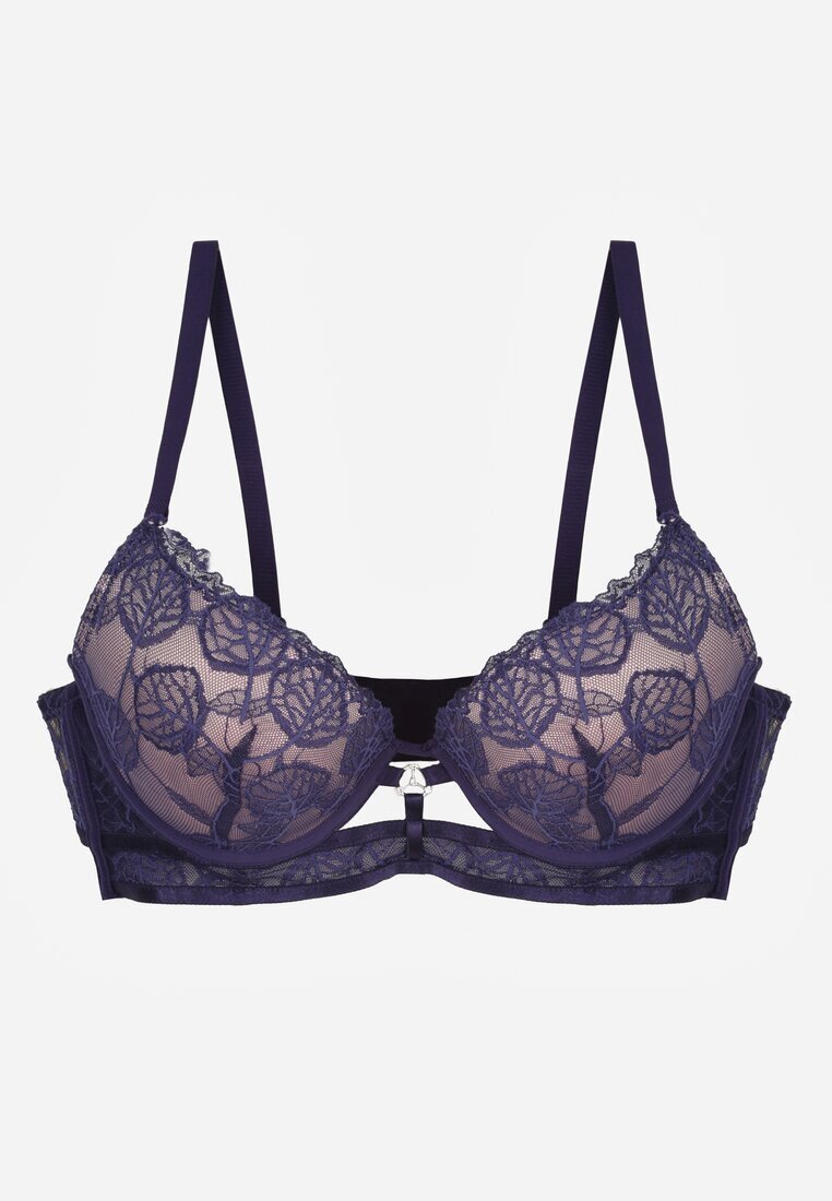 love magnolia Sutien Dantelă Albastru Marin-Roz În Stil Clasic Cu Aplicație Galinassa