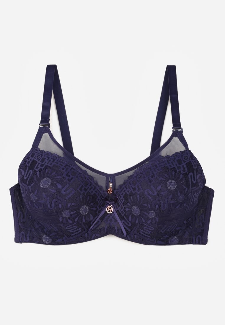 love magnolia Sutien dantelă bleumarin decorat cu inserție transparentă Acalinai
