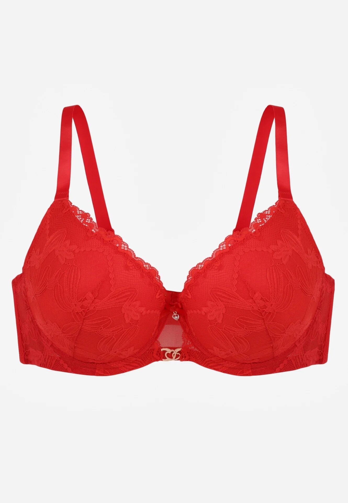 love magnolia Sutien dantelat roșu cu aplicație metalică Dorzedi