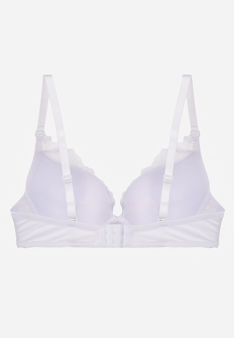 love magnolia Sutien din dantelă alb decorat cu aplicație metalică Mirzedi