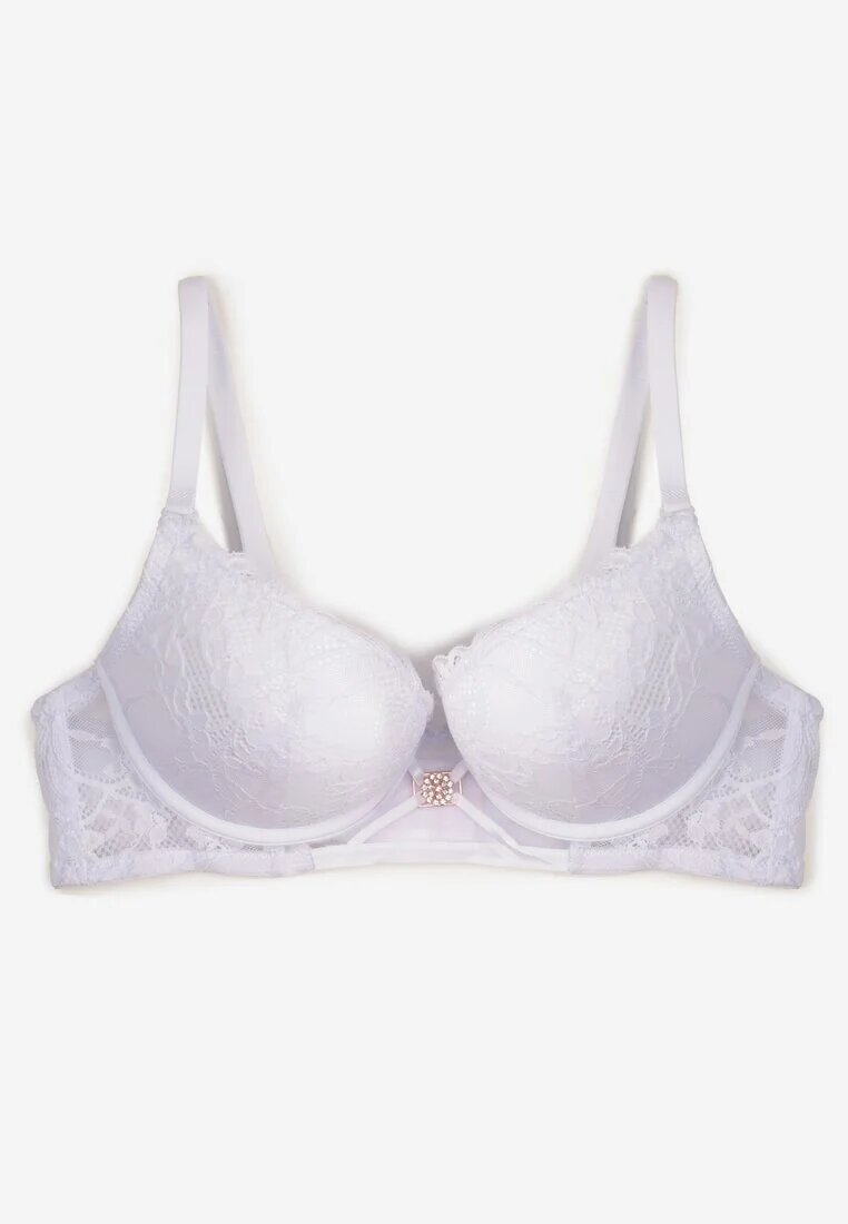 love magnolia Sutien Din Dantelă Alb Push-Up Cu Decorație Metalică Aclenne