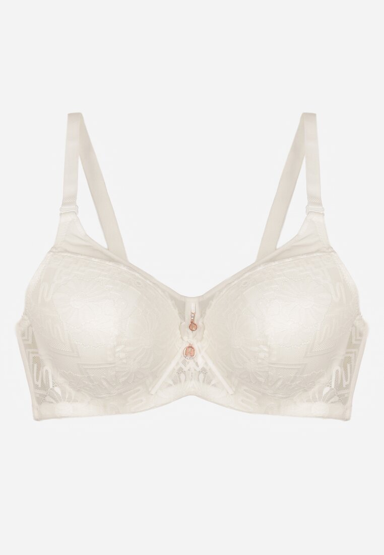love magnolia Sutien din dantelă bej deschis decorat cu inserție transparentă Acalinai
