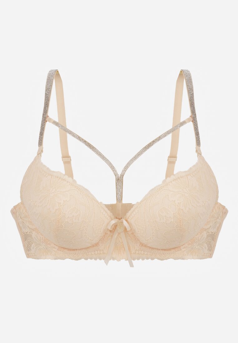 love magnolia Sutien din dantelă bej deschis ornat cu fundiță Falzedia