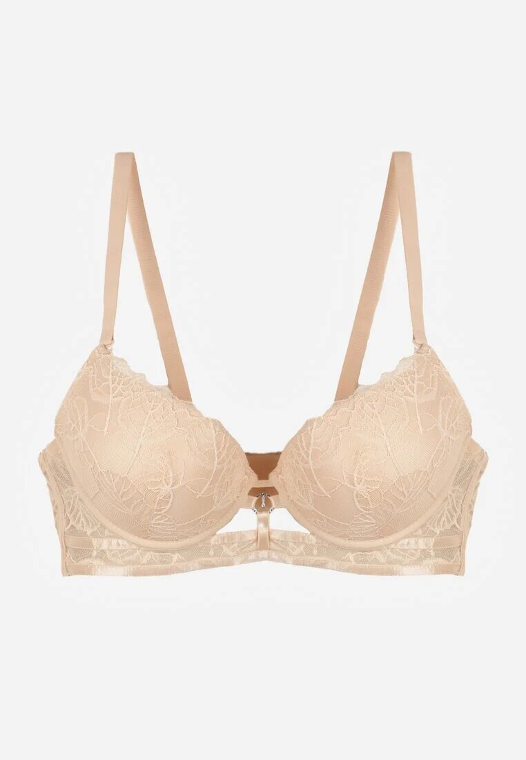 love magnolia Sutien din dantelă bej în Stil Clasic cu Aplicație Galinassa
