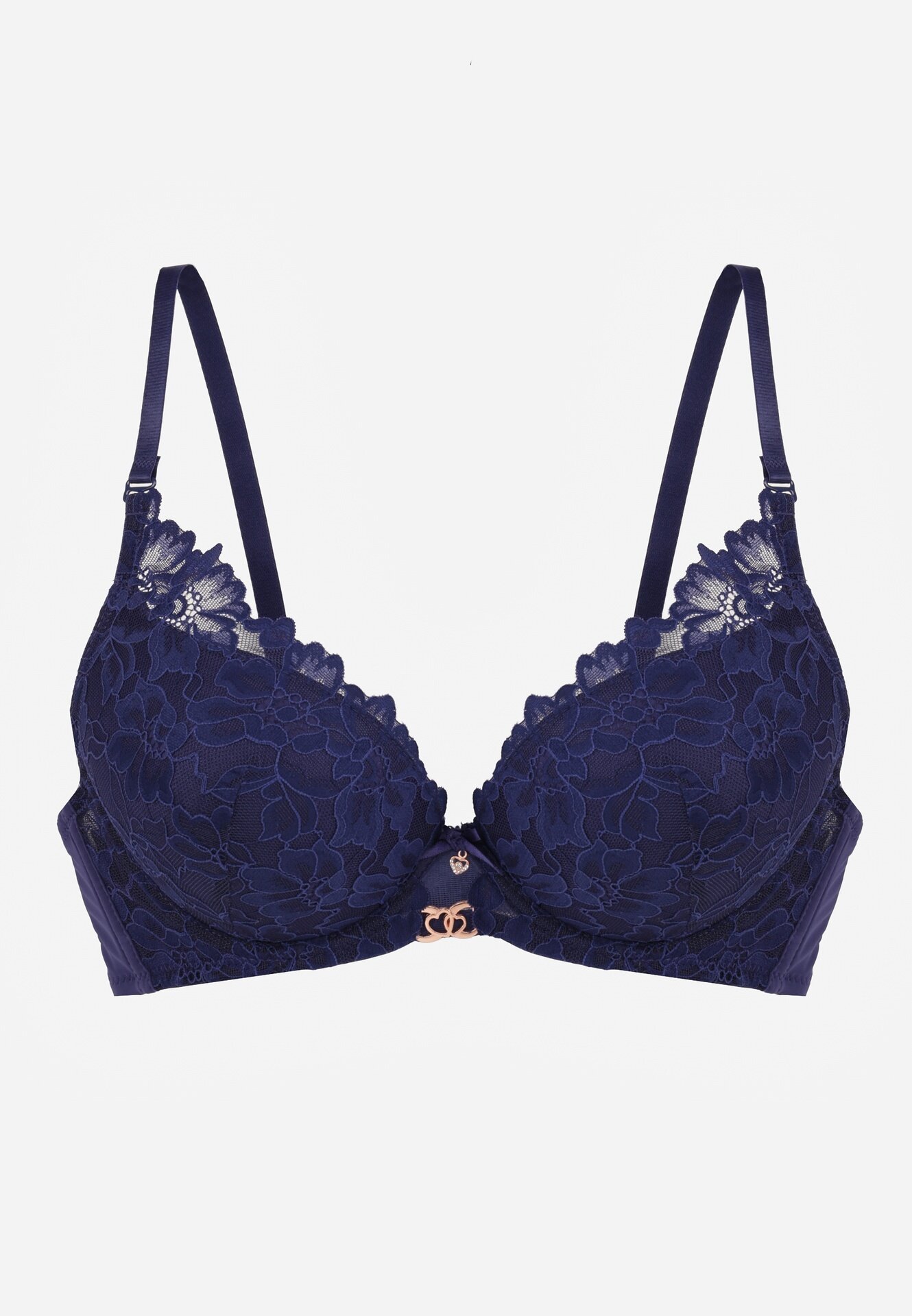 love magnolia Sutien din dantelă Bleumarin decorat cu aplicație metalică Mirzedi