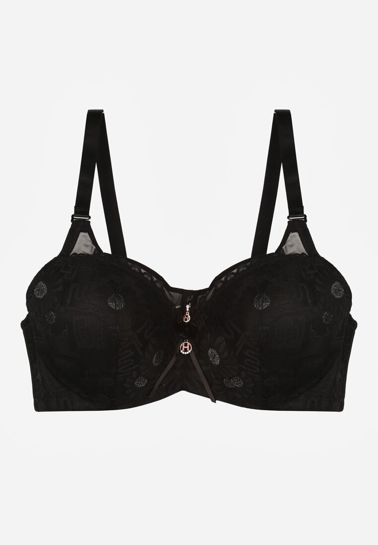 love magnolia Sutien din dantelă Negru Decorat cu Inserție Transparentă Acalinai