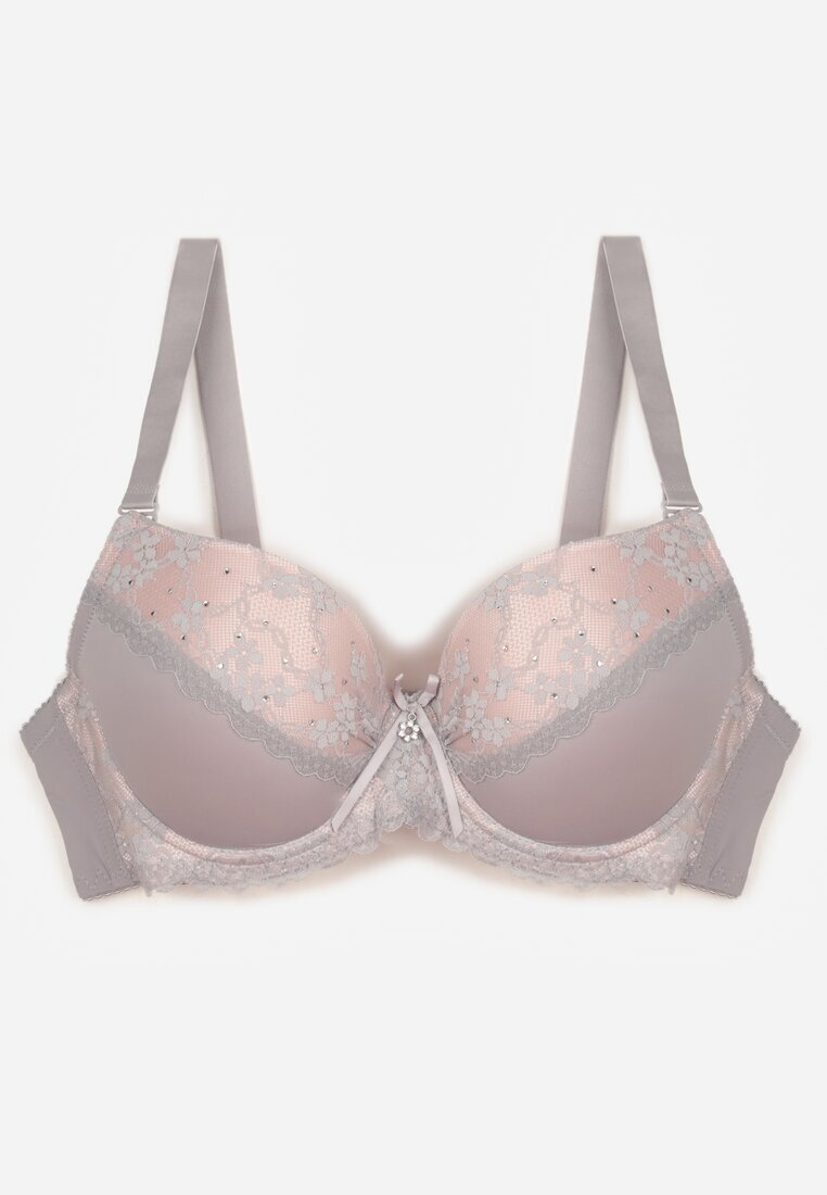 love magnolia Sutien Gri-Roz cu Dantelă și Zirconii Himelodia