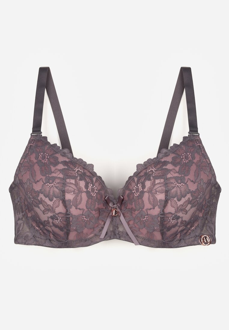 love magnolia Sutien Gri-Roz Decorat cu dantelă și fundiță Aqiany
